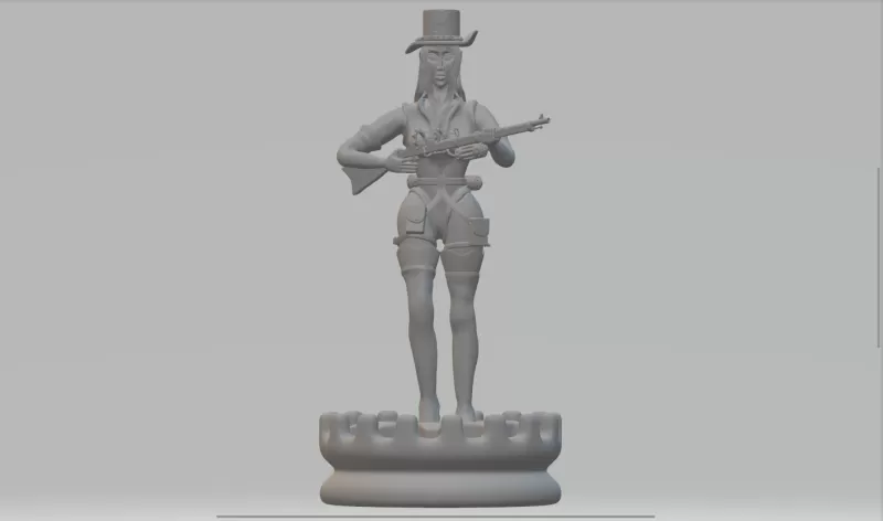 steampunk girl figurine - Model preview 1