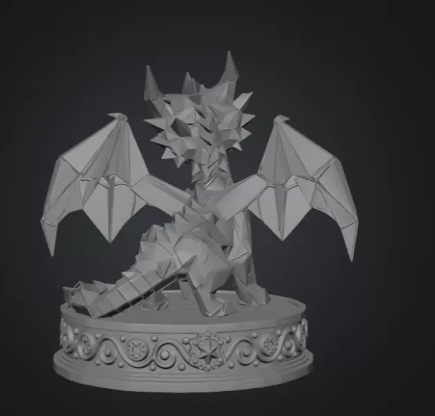 Origami Style Baby Dragon STL File for 3D Print - Model preview 10