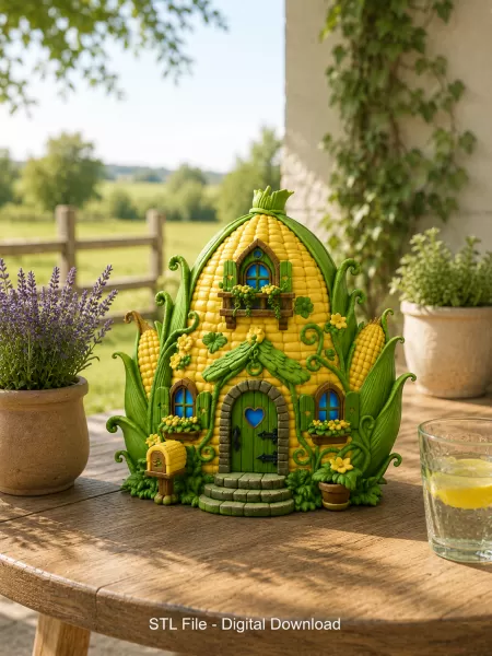 Corn Cottage STL File for 3D Print - Model preview 1