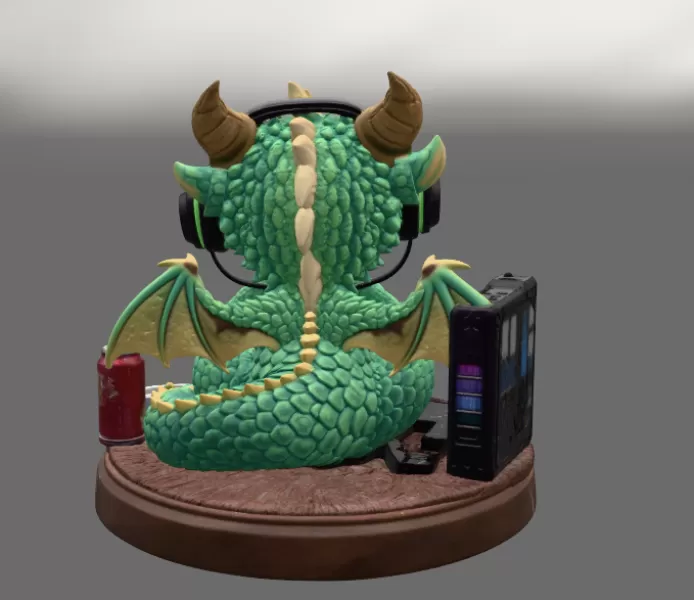 Gamer Dragon STL File for 3D Print - Model preview 3