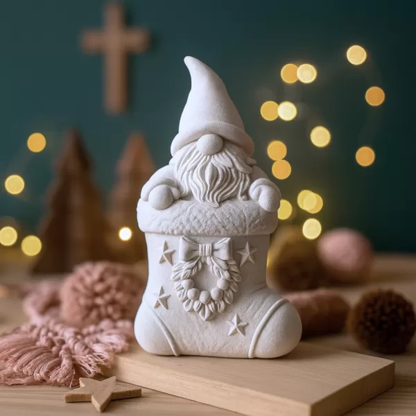 Gnome in Christmas Stocking | Adorable Holiday Ornament | Cozy - Model preview 1