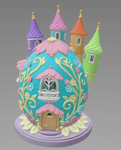 Fantasy Egg Castle House - STL File 3D Printable - Model preview 3