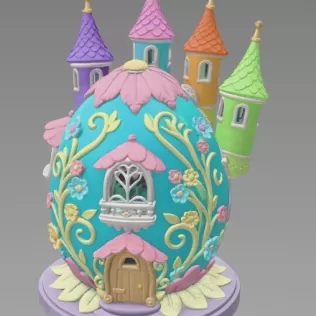 Fantasy Egg Castle House - STL File 3D Printable - Model thumbnail 3