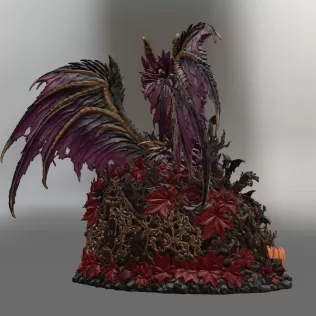 Gothic Halloween Dragon Pumpkin Bowl STL File for 3D Print - Model thumbnail 11