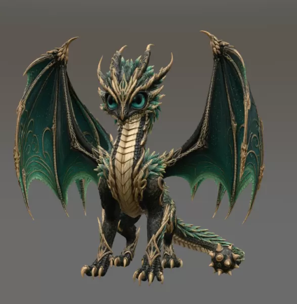 Emerald Crown Dragon STL File for 3D Print - Model preview 4