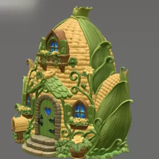 Corn Cottage STL File for 3D Print - Model thumbnail 4