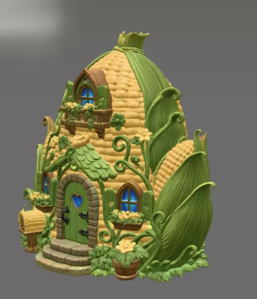 Corn Cottage STL File for 3D Print - Model preview 4