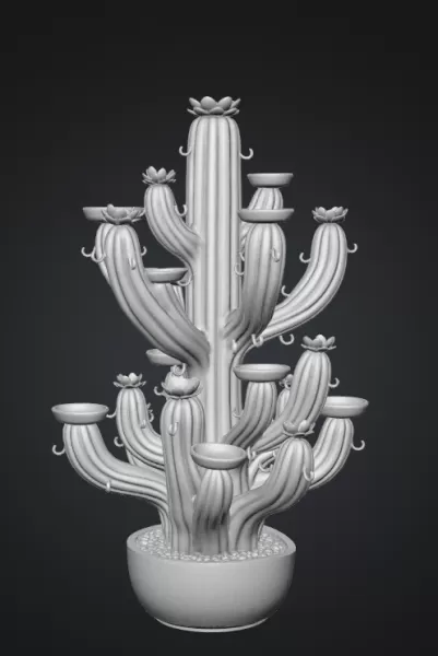 Blooming Cactus Jewelry Organizer STL File for 3D Print - Model preview 14