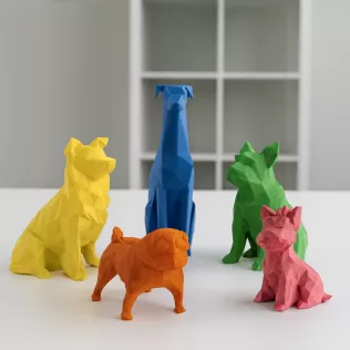 3D Low Polygonal Dog Set, French Bulldog; Doberman; Collie; Pug; - Model thumbnail 3