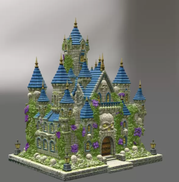 Skull Bloom Castle STL File for 3D Print - Model preview 7