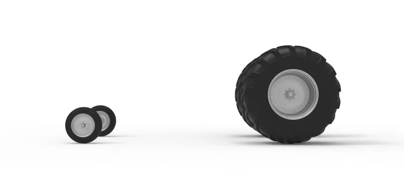 Wheel Set of Vintage Pulling tractor Version 2 Scale 1:25 - Model preview 5