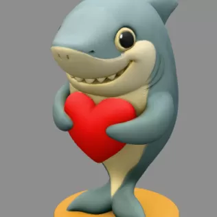Shark with Heart — Cute Shark Pendant - Model thumbnail 2