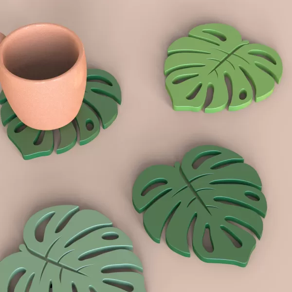 Monstera Leaf Coaster, 3D Tropical Home Decor, Eco-Friendly - Model preview 1