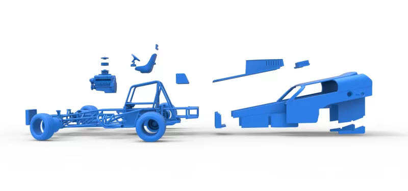 Vintage Dirt Modified stock car Version 2 while turning 1:25 - Model preview 29