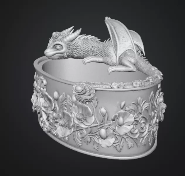 Crimson Poppy Dragon Planter STL File for 3D Print - Model preview 14