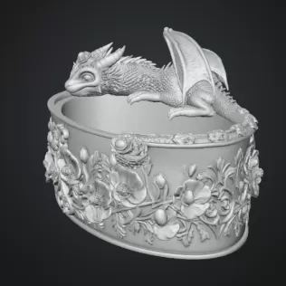 Crimson Poppy Dragon Planter STL File for 3D Print - Model thumbnail 14