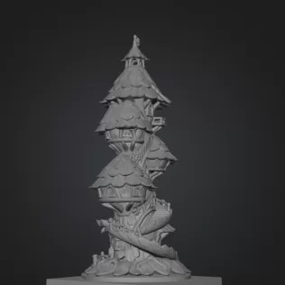 Advertising Enchanted Spiral Tree Tower STL File 3D Printable Fa - Model thumbnail 10