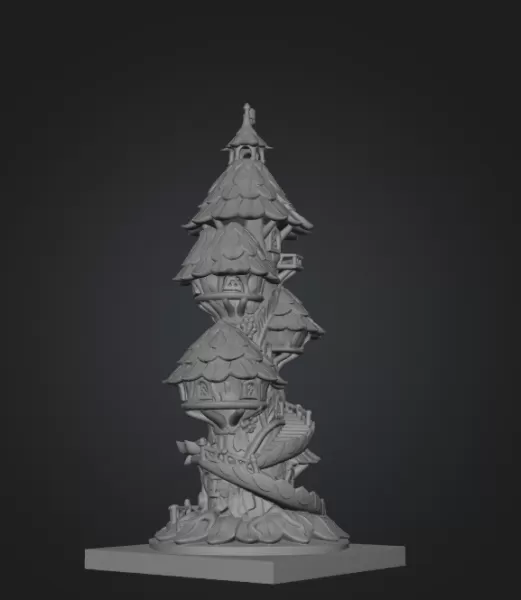 Advertising Enchanted Spiral Tree Tower STL File 3D Printable Fa - Model preview 10