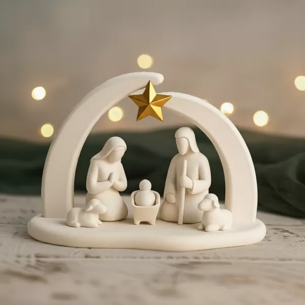 Minimalist Nativity Scene | Holy Family Christmas Decor | Modern - Model preview 2
