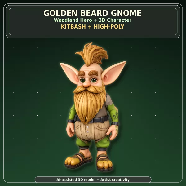 Garden Gnome Character Pack – Fantasy Garden Worker Kitbash - Model preview 6