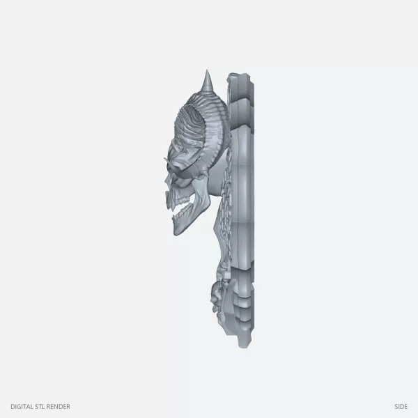 Horned Demon Ram Skull Display - STL - Model preview 3