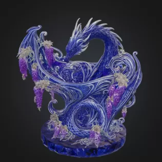 Midnight Wisteria Dragon Bowl STL File for 3D Print - Model thumbnail 5