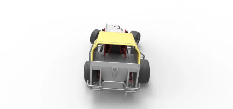 Vintage Dirt Modified stock car V7 while turning Scale 1:25 - Model preview 17