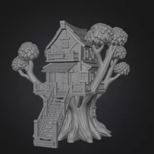 Fantasy Treehouse STL File for 3D Print - Model thumbnail 9