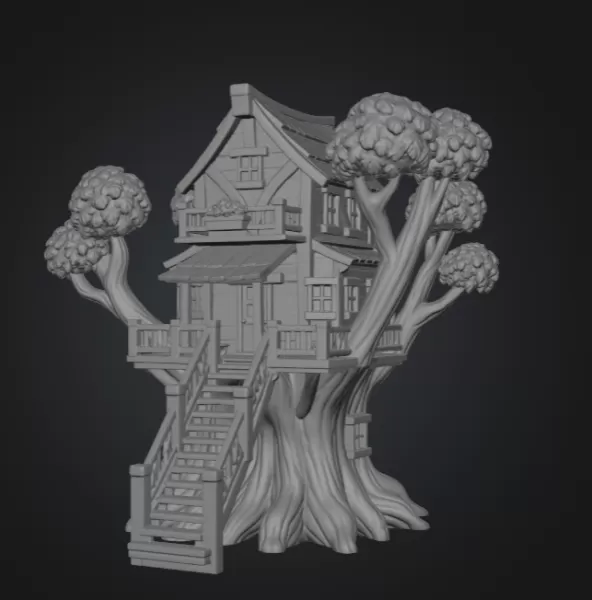 Fantasy Treehouse STL File for 3D Print - Model preview 9
