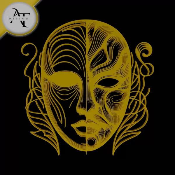 Mask Two Side - Silhouette - 2D Wall Art Decor - Model preview 1