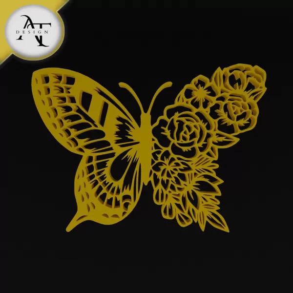 Butterfly - Silhouette - 2D Wall Art Decor - Model preview 1