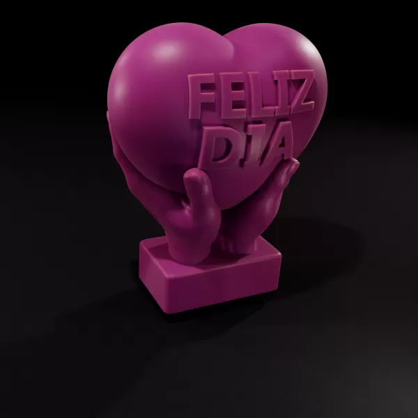 Happy Mother's Day Heart in Hands Candle - Printable 3D Model - Model preview 3