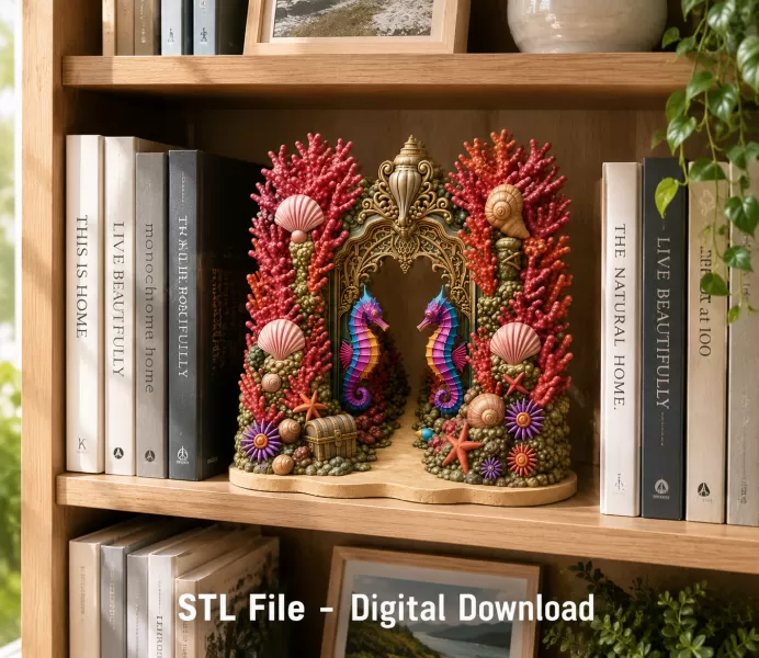 Coral Seahorse Fantasy Gateway STL File for 3D Print - Model preview 5