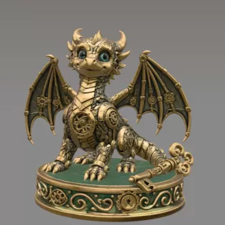 Mechanical Fantasy Dragon STL File for 3D Printing - Model thumbnail 3