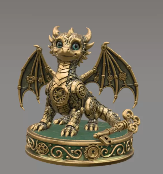 Mechanical Fantasy Dragon STL File for 3D Printing - Model preview 3