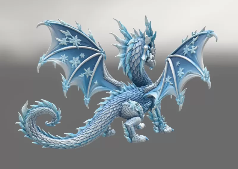 Winter Frost Dragon STL File for 3D Print - Model preview 10