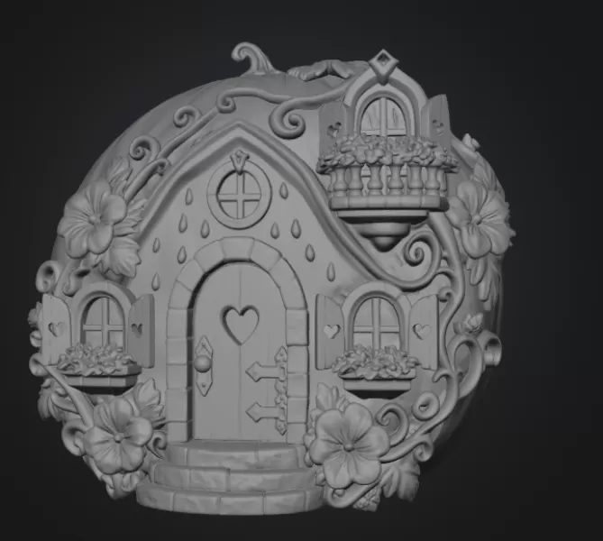 Watermelon Fairy House STL for 3D Print - Model preview 7