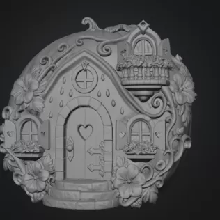 Watermelon Fairy House STL for 3D Print - Model thumbnail 7