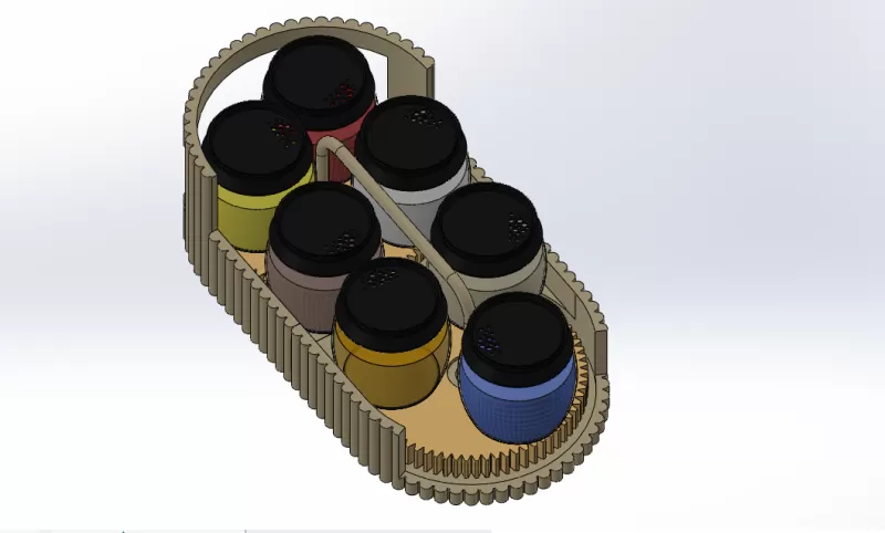 🧂⚙ Smart Rotating Spice Rack – Easy Gear-Driven Carousel Organ - Model preview 6