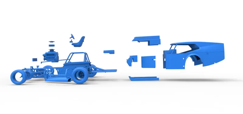 Vintage Dirt Modified stock car Version 5 Scale 1:25 - Model preview 29