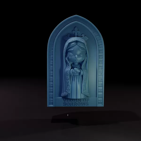 Virgin of Sorrows Chibi Style - 3D Printable Model - Model preview 2