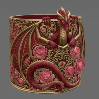 Ruby Rose Dragon Planter STL File for 3D Print - Model thumbnail 11