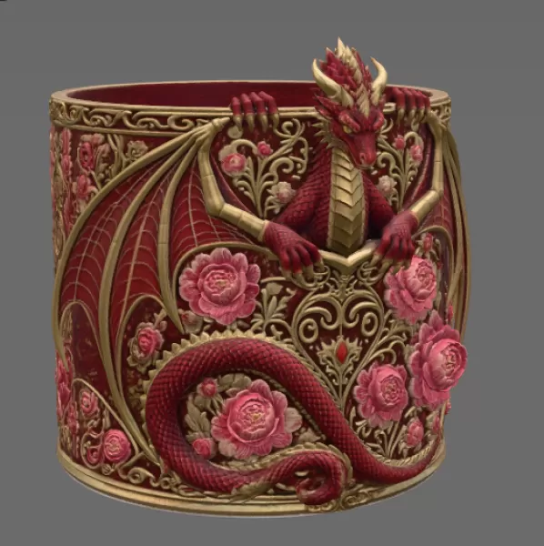 Ruby Rose Dragon Planter STL File for 3D Print - Model preview 11