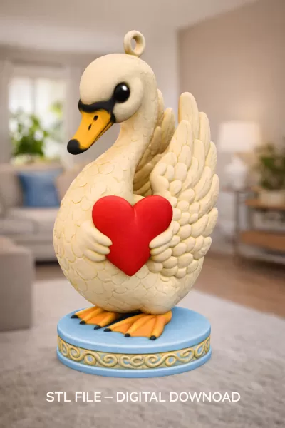 Swan with Heart – STL File | Digital Download - Model preview 1