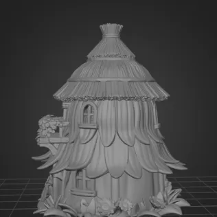 Fantasy Straw Cottage – STL File 3D Printable Fairy House - Model thumbnail 9
