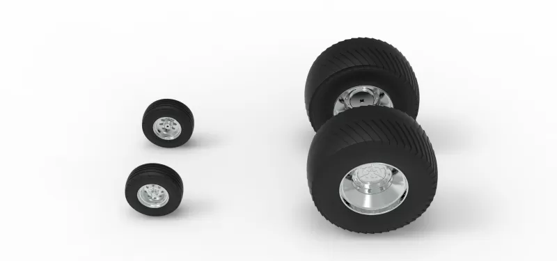 Wheel set of Pro Stock Pulling Tractor Version 3 Scale 1:25 - Model preview 5