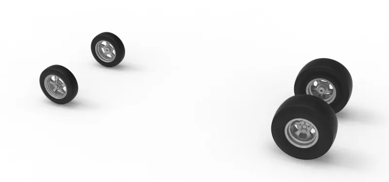 Wheel Set of Vintage Front engine dragster Version 7 Scale 1:25 - Model preview 7