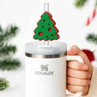 Christmas Straw Topper, Christmas Tree, 10mm, Holiday Straw