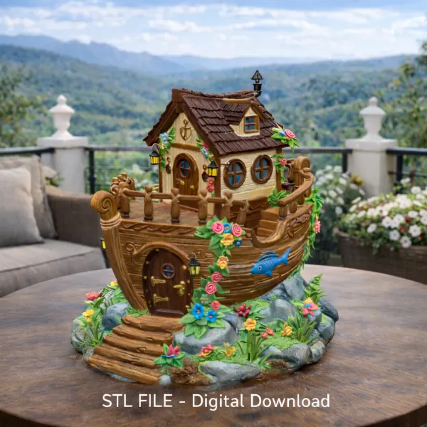 Enchanted Ship Cottage STL File 3D Print - Model preview 1