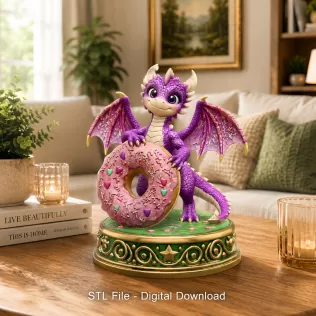 Sweet Donut Dragon STL File for 3D Print - Model thumbnail 2
